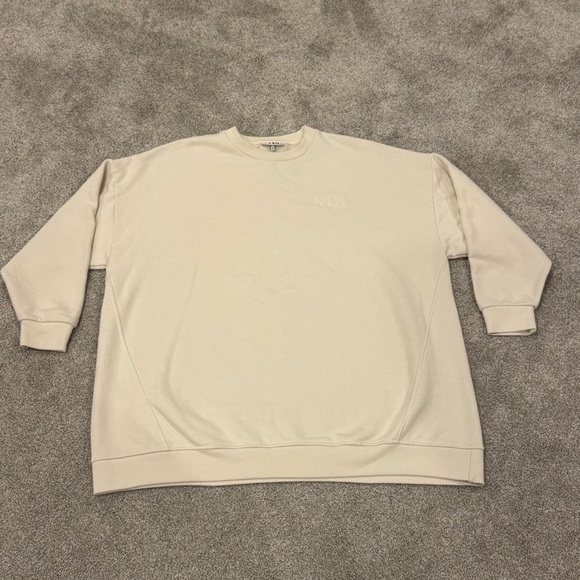 Ganni Isoli Oversized Crewneck Sweatshirt Cream White Size Small Medium Like New - Picture 13 of 13